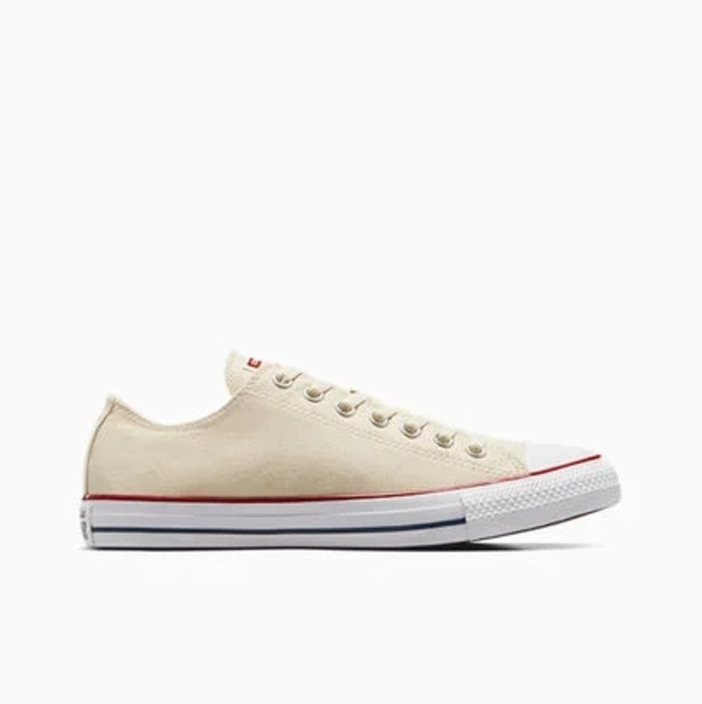Converse Beige Low-Tops with Red Accents